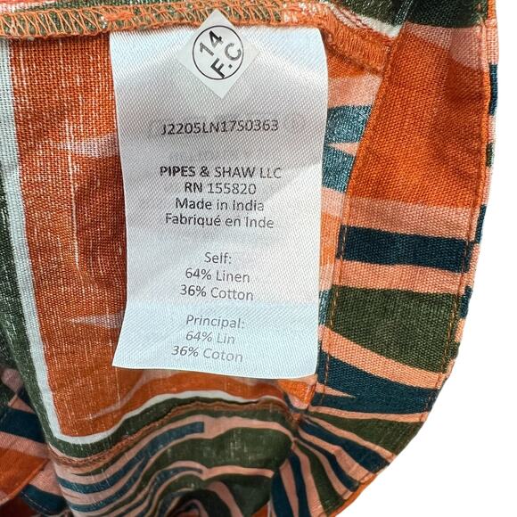 Veronica Beard Tiffany Top Cropped Orange Multicolor Geometric Print Size XL - Picture 10 of 11